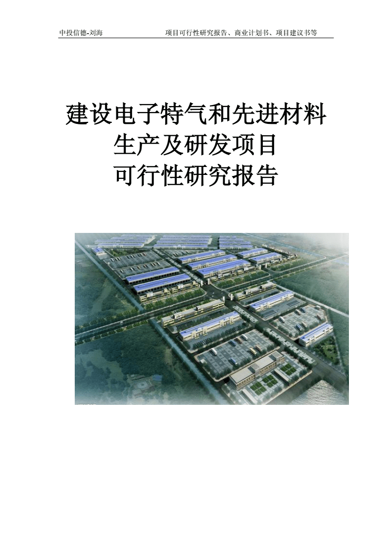 建設電子特氣和先進材料生產及研發項目可行性研究報告寫作模板-拿地備案.doc